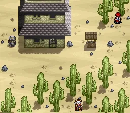 Ha&#x14D; Taikei Ry&#x16B; Knight: Lord of Paladin SNES Surrounded by cactus.