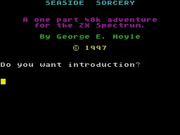 Seaside Sourcery ZX Spectrum The title screen&#x3C;br&#x3E;The next two screens set the scene and are optional