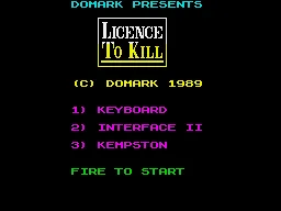 007: Licence to Kill ZX Spectrum Main menu