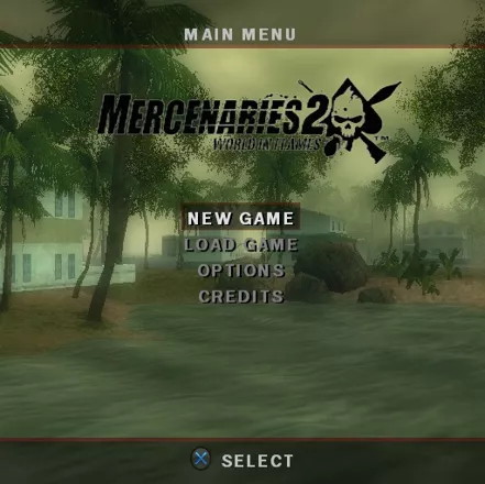 Mercenaries 2: World in Flames PlayStation 2 Main Menu