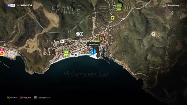 Forza Horizon 2 Presents Fast &#x26; Furious Xbox One Race events can be found in the pause menu map