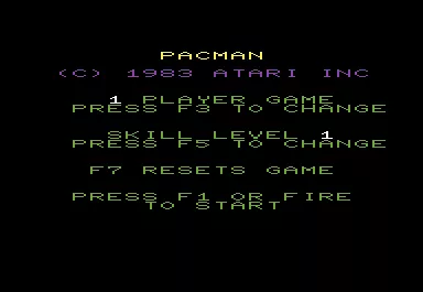 Pac-Man VIC-20 Title screen