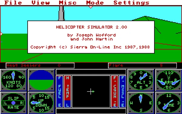 Sierra&#x27;s 3-D Helicopter Simulator DOS Title version 2.00