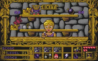 Prophecy: Viking Child DOS Shop: Brian exchanges coins for weapons and extras in the many shops scattered throughout the levels.