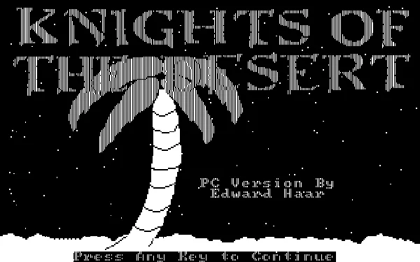 Knights of the Desert DOS Title screen (B&#x26;W Graphics Mode)