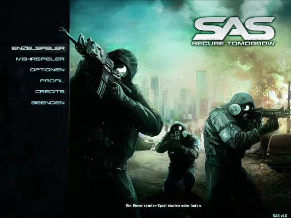 SAS: Secure Tomorrow Windows Main Menu (German version)