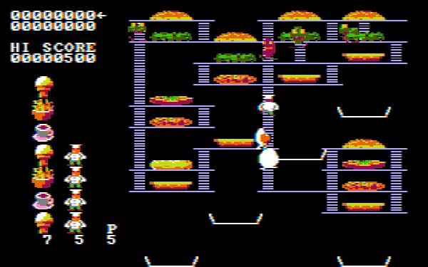 BurgerTime PC Booter Level 7 (CGA w/Composite Monitor)