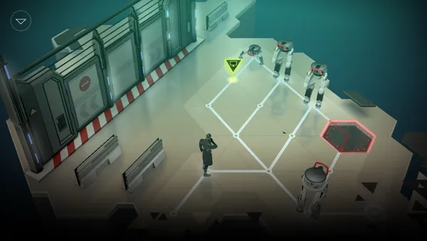 Deus Ex GO Android The area is patrolled by Walkers