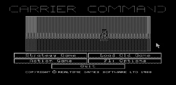 Carrier Command DOS Title screen (Hercules Monochrome)