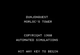 Dunjonquest: Morloc&#x27;s Tower Apple II Title screen
