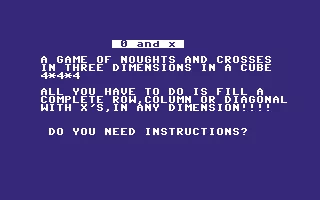 0 and x Commodore 64 Title screen