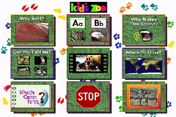 Kid&#x27;s Zoo: A Baby Animal Adventure DOS Game selection