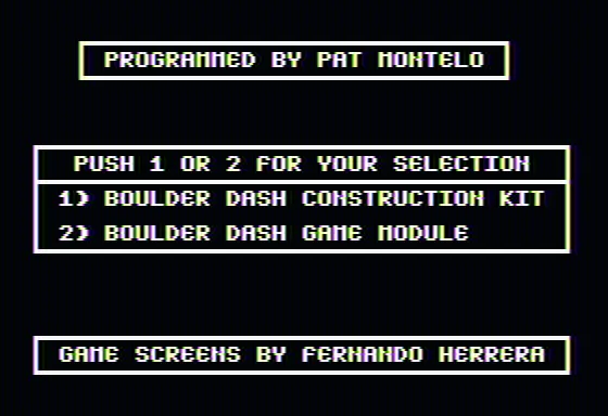 Boulder Dash: Construction Kit Apple II Main menu