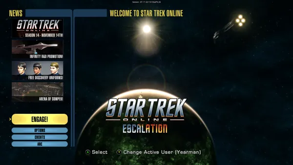 Star Trek Online Xbox One Main menu