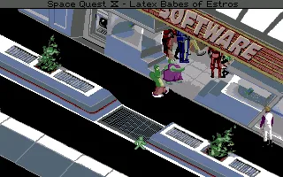 Space Quest IV: Roger Wilco and the Time Rippers Amiga The software store is crowded at the moment.