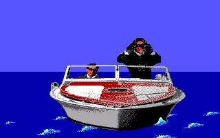 David Wolf: Secret Agent DOS Boor, a Viper agent, watches from a speedboat...