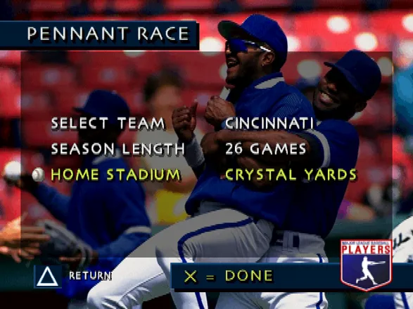 3D Baseball PlayStation Pennant Race menu.