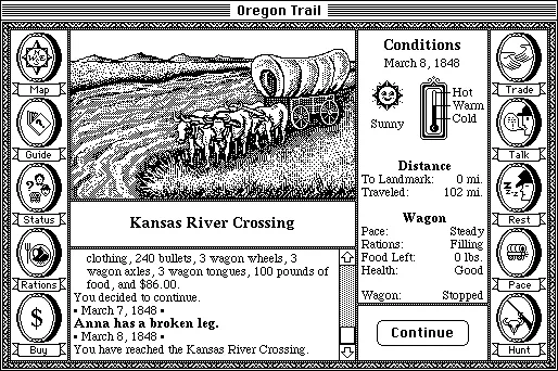 The Oregon Trail Macintosh Kansas River Crossing