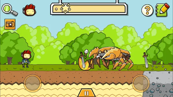 Scribblenauts Remix Android Giant enemy crab attacking