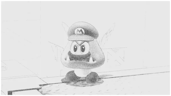 Super Mario Odyssey Nintendo Switch Experimenting with the photo mode filters. Here is stenciled version of a Mario Paragoomba