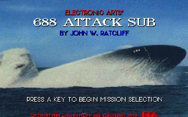 688 Attack Sub DOS Title screen