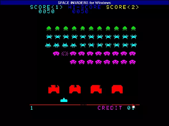 Space Invaders Windows 3.x Game in progress