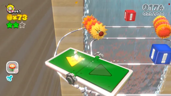 Super Mario 3D World Wii U Exclamation blocks change the track and then you have to maneuver