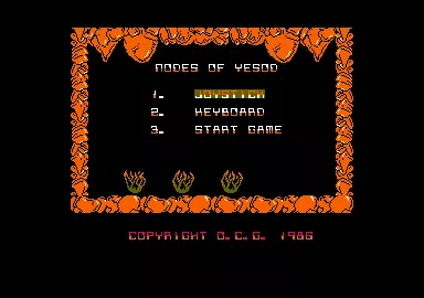 Nodes of Yesod Amstrad CPC Main menu