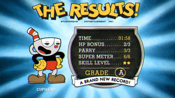 Cuphead Xbox One Results screen