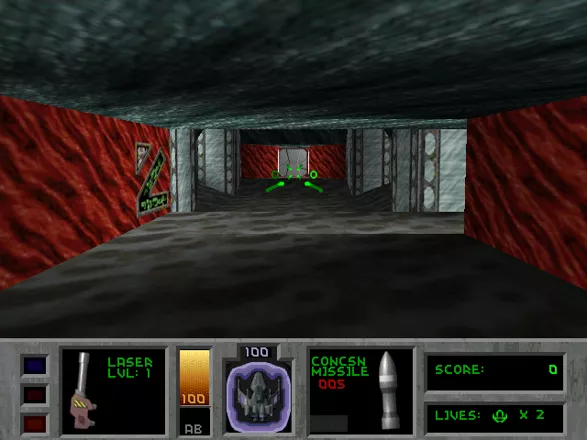 Descent II DOS Game start (3Dfx Voodoo 2 patch from 3Dfx Interactive, running in DOSBox w/ nGlide).