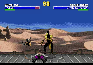 Ultimate Mortal Kombat 3 Genesis Battle in a desert