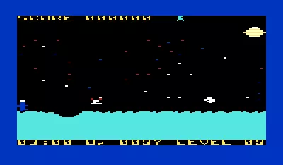 Crater Raider VIC-20 Later levels feature alien ships in addition to the meteors.