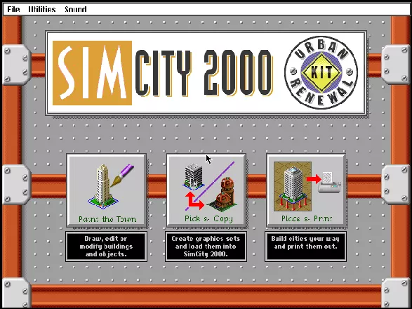 SimCity 2000: CD Collection DOS The Urban Renewal Kit&#x27;s main menu