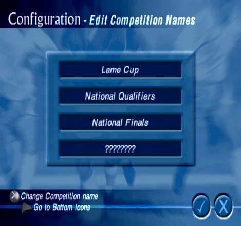 Striker Pro 2000 PlayStation Edit Competition Names