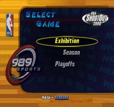 NBA ShootOut 2000 PlayStation Select Game Menu