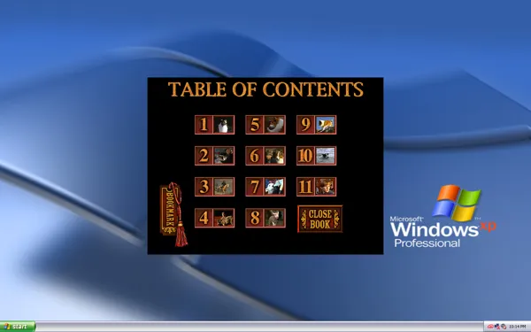 Lassie Interactive MovieBook Windows 3.x Table of contents screen.