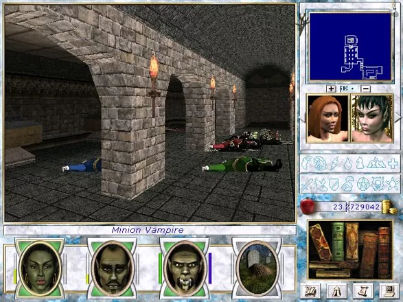 Might and Magic VII: For Blood and Honor Windows After this wine cellar massacre my party members are weak, insane (note the foaming mouth!), or dead. But you should see the other guys!