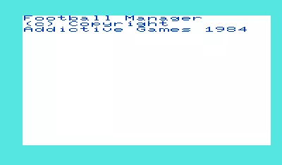 Football Manager VIC-20 Title screen.