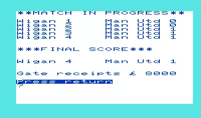 Football Manager VIC-20 A match goes badly.