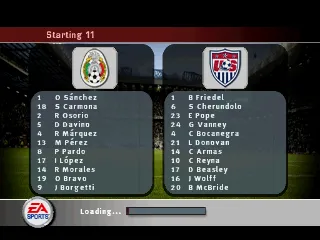 FIFA Soccer 2005 PlayStation Line up loading screen.