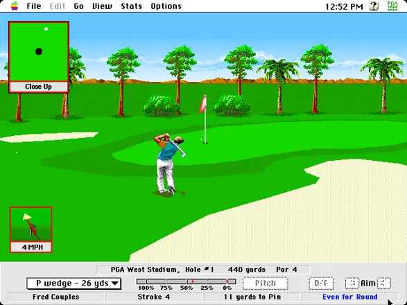 PGA Tour Golf II Macintosh Close up view of hole