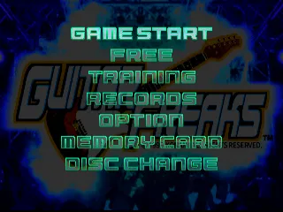 Guitar Freaks PlayStation Main menu.