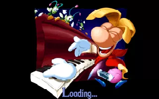 Amazing Learning Games with Rayman DOS Loading screen for a level set in the music-themed world.