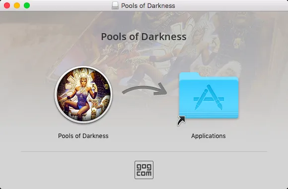 Pools of Darkness Macintosh Install screen (GOG version)