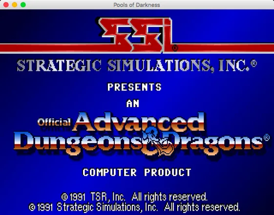 Pools of Darkness Macintosh AD&#x26;D title screen (GOG version)