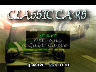 All Star Racing PlayStation Classic Cars title screen/main menu