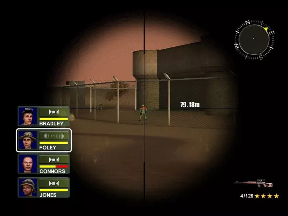 Conflict: Desert Storm II - Back to Baghdad Windows Foley, the team sniper, takes aim at an Iraqi soldier.
