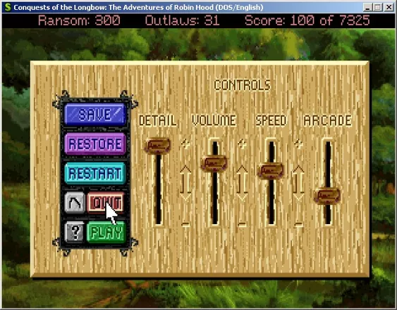 Conquests of the Longbow: The Legend of Robin Hood Windows Game options (GOG version)
