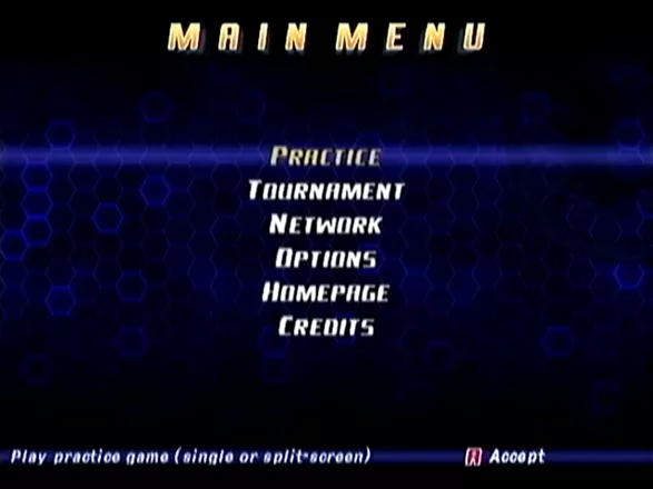 Unreal Tournament Dreamcast Main menu.