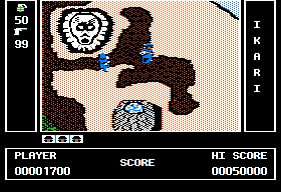 Ikari Warriors Apple II Bomb that evil stone face before it hits you